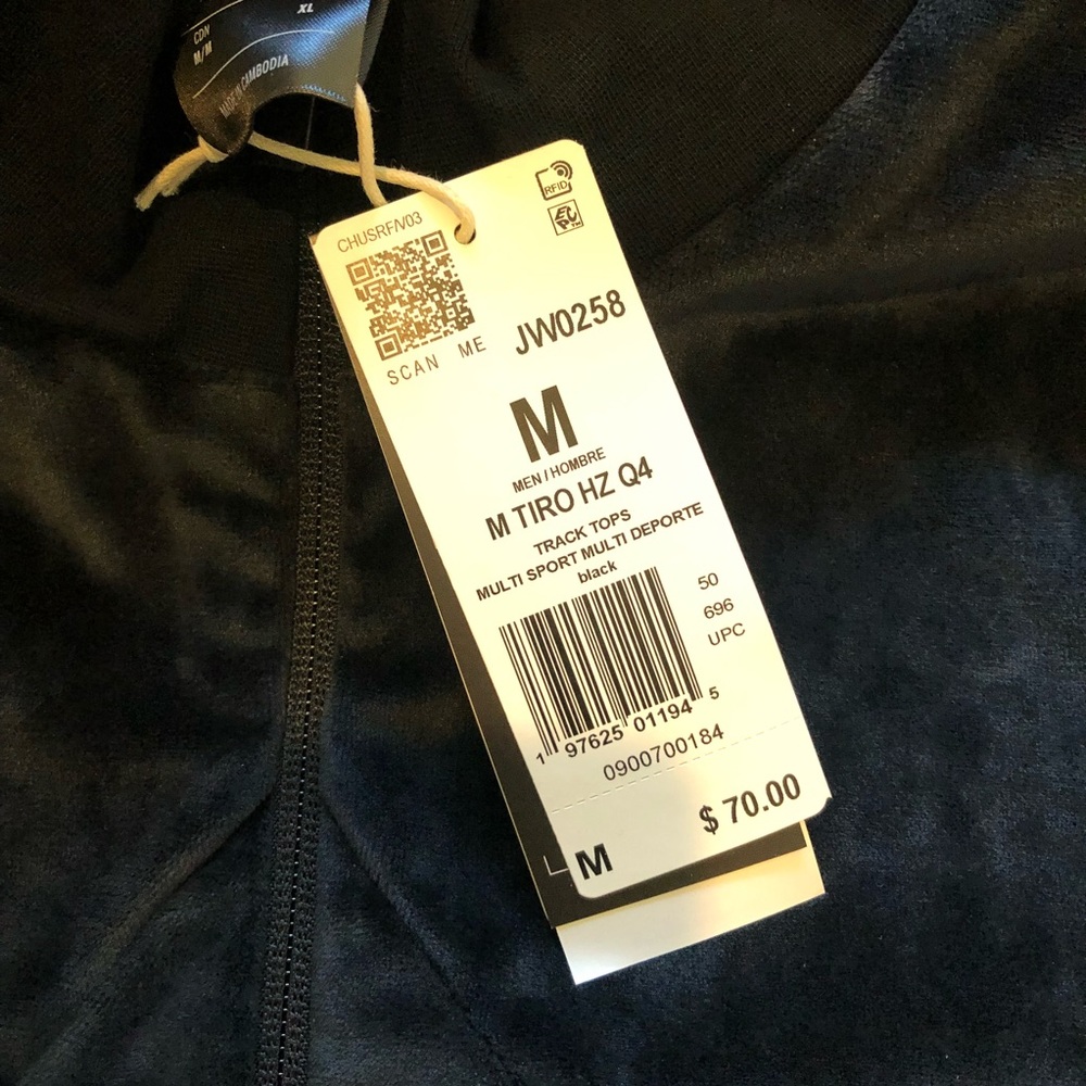 Adidas VELOUR Half Zip Track Sportswear Retro Black Sweater Men’s Size M or L - Picture 7 of 12